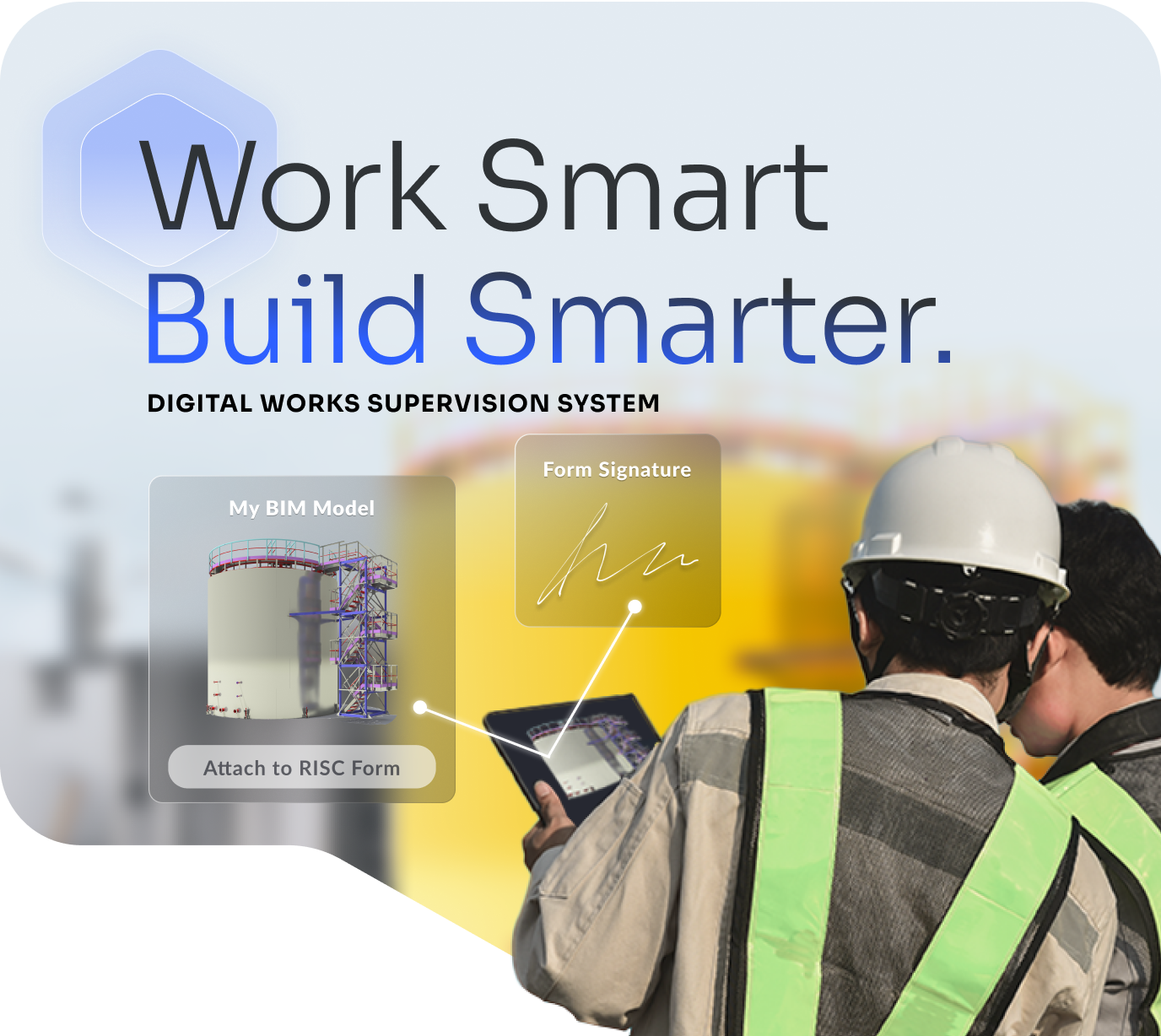 Graphic showcasing CHAIN Technology Development’s Digital Works Supervision System, designed for
