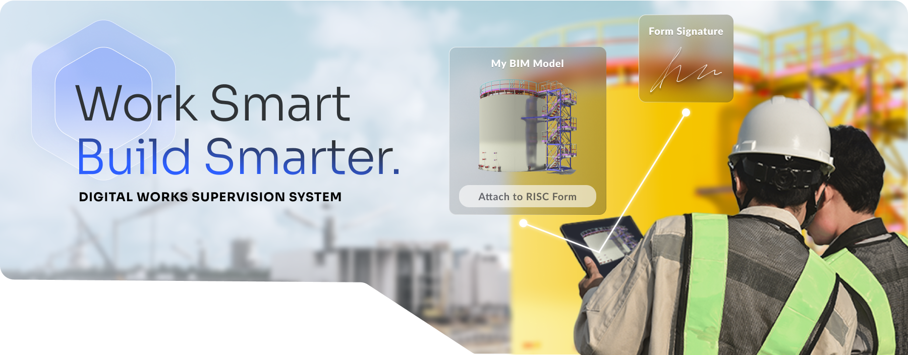 Graphic showcasing CHAIN Technology Development’s Digital Works Supervision System, designed for