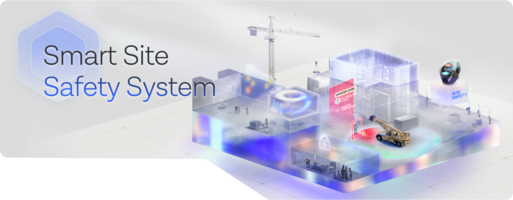 Graphic Showing CHAIN’s award-winning 4S Smart Site Safety System, a CITF pre-approved technology. This AI-driven digital twin solution combines 3D photorealistic modeling, BIM, and IoT sensors for real-time data, displayed via human-centric visualisations to boost construction safety and efficiency.
